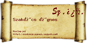 Szakács Ágnes névjegykártya